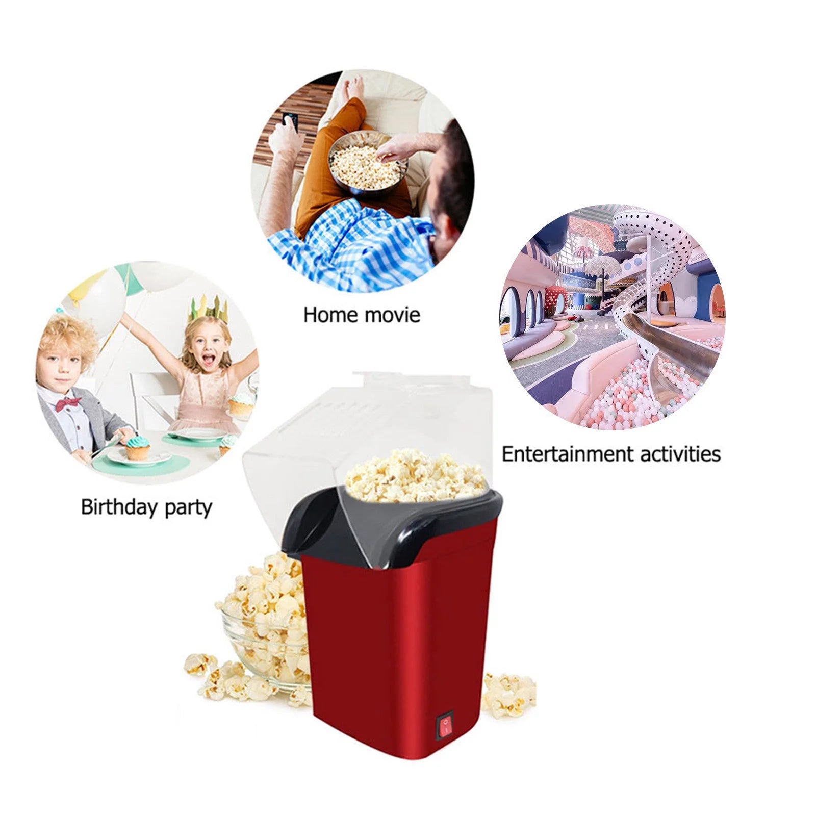 Popcorn Machine – Hot Air Popcorn Maker, Fully Automatic and Oil-Free