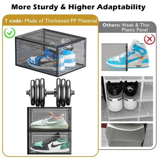 9-Pack Transparent Shoe Storage Boxes with Magnetic Doors