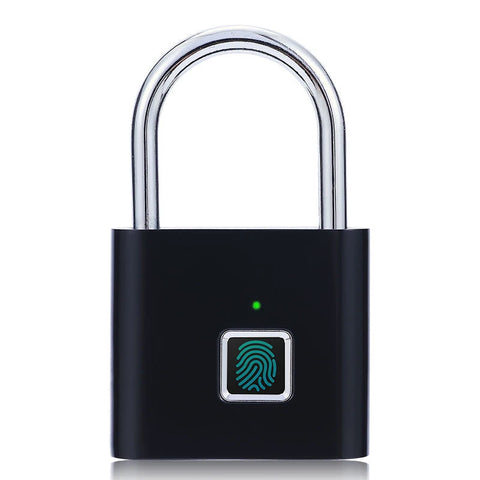 Black Silver USB Rechargeable Smart Fingerprint Padlock – Secure, Durable, and Quick Unlock
