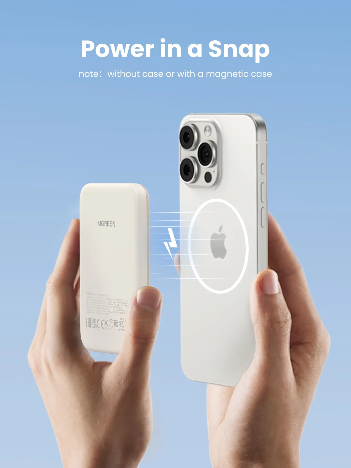 5000mAh Wireless Power Bank – Fast Charging Portable Charger for iPhone (White)